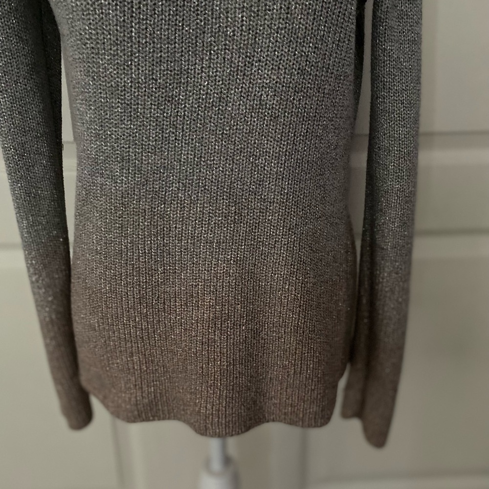 WHBM Metallic Silver to Rose Gold Ombré Cowl Neck Sweater - Picture 4 of 16